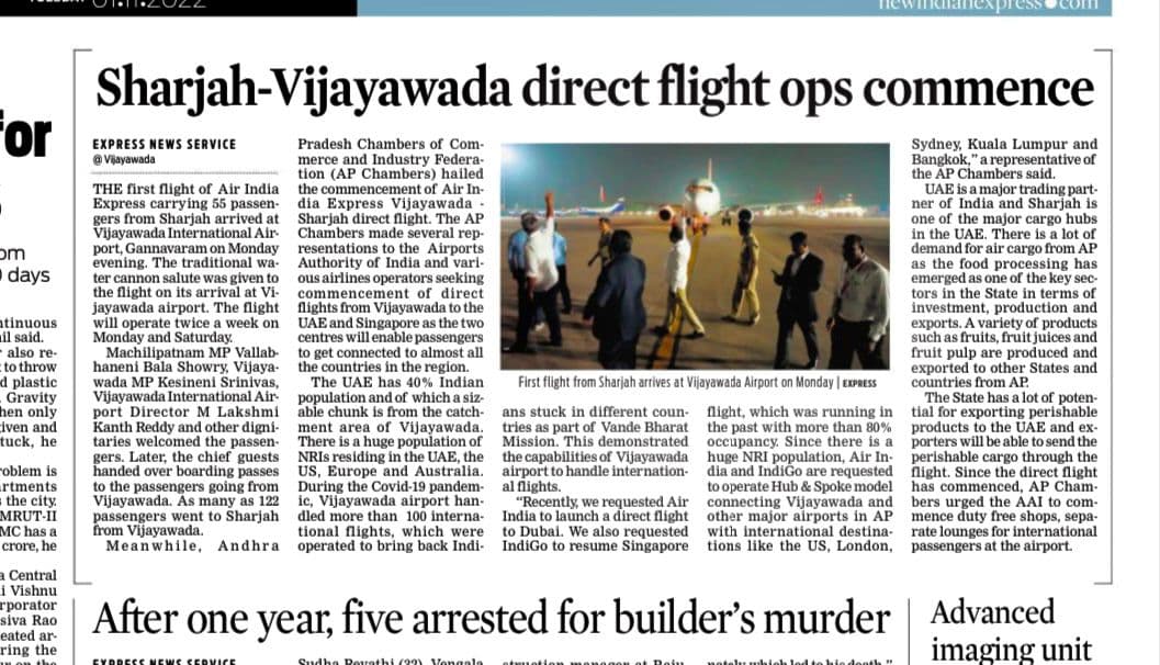 Sharjah-Vijayawada direct flight ops commence