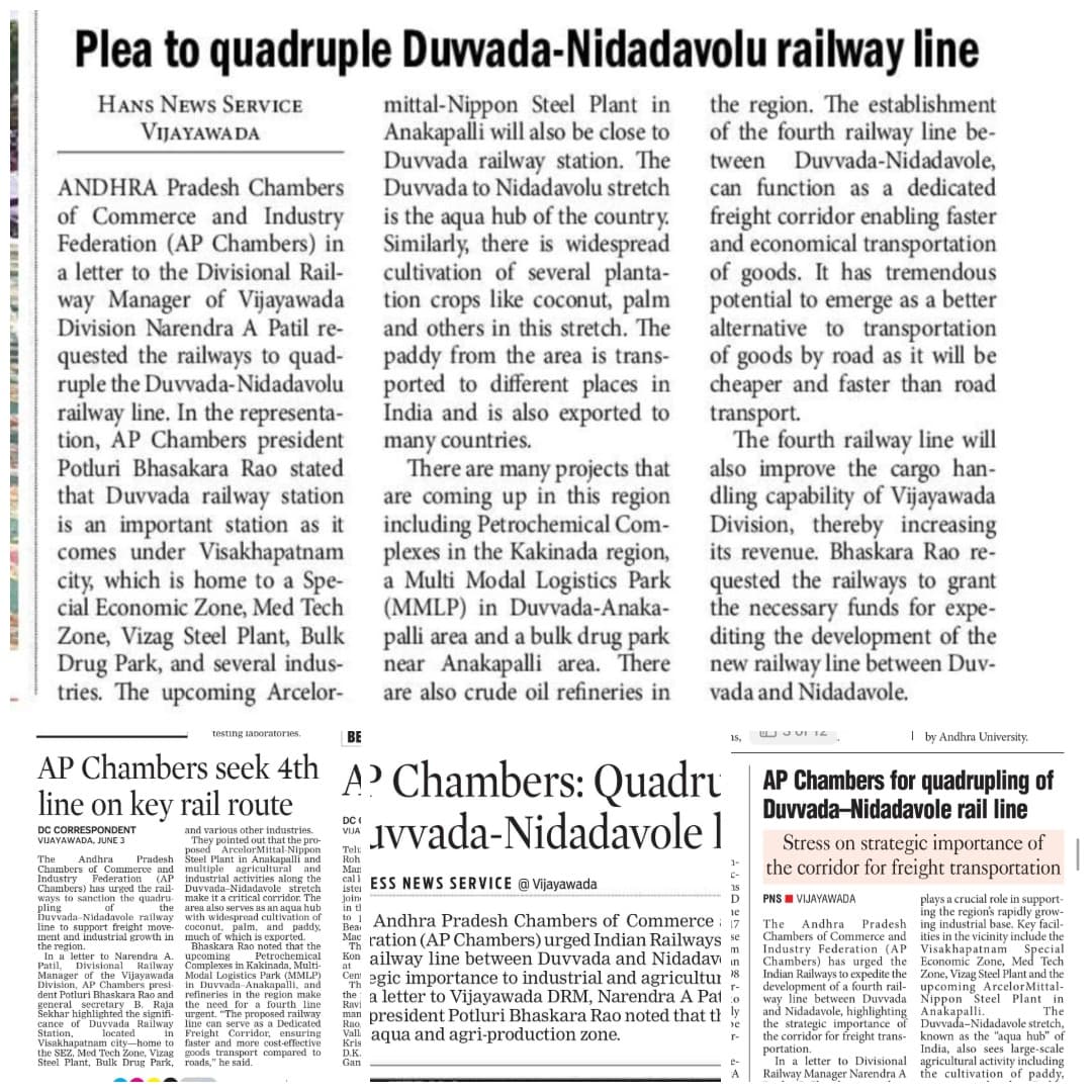 Plea to Quadruple Duvvada - Nidadavolu Railway line