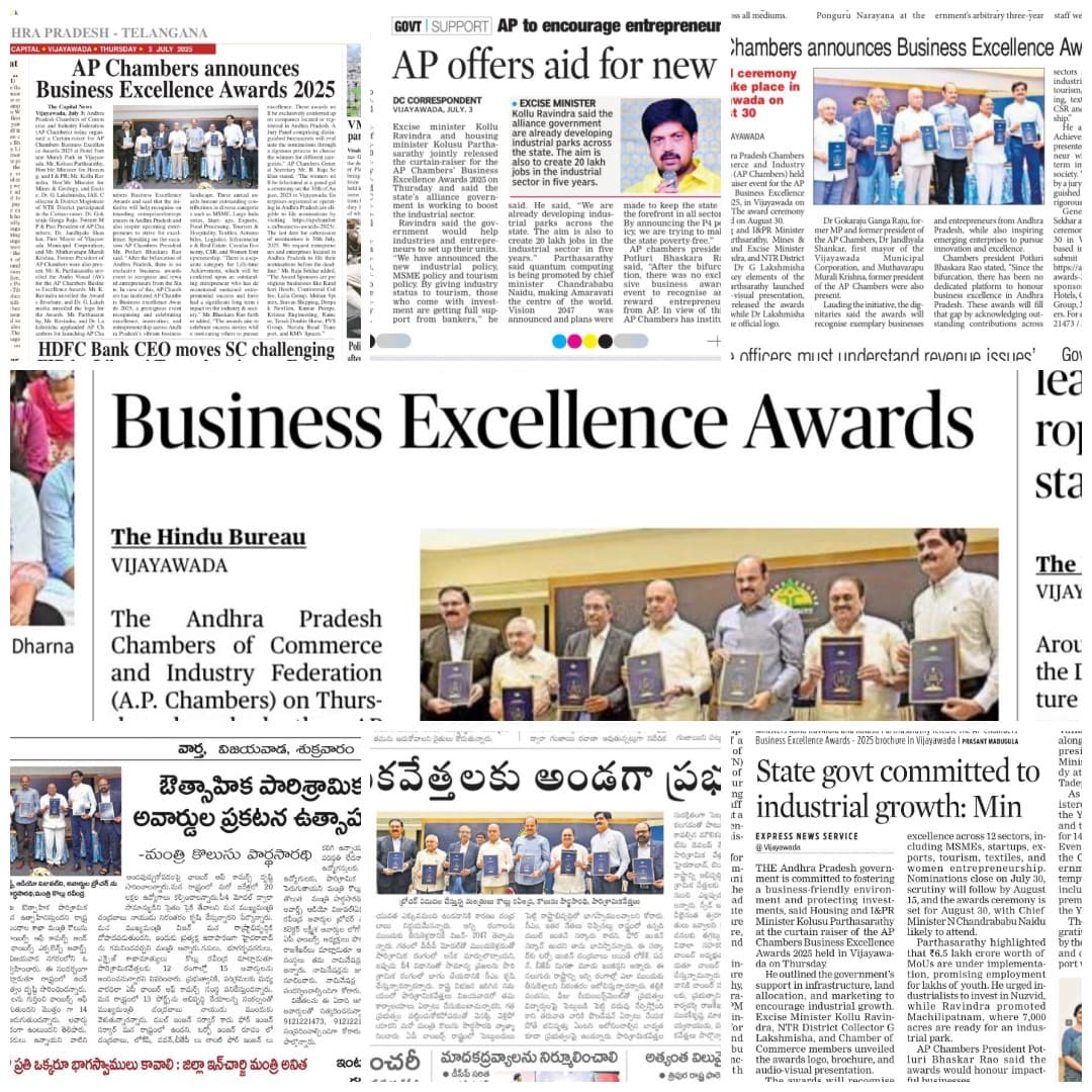 AP Chambers Announces Business Excellence Awards.