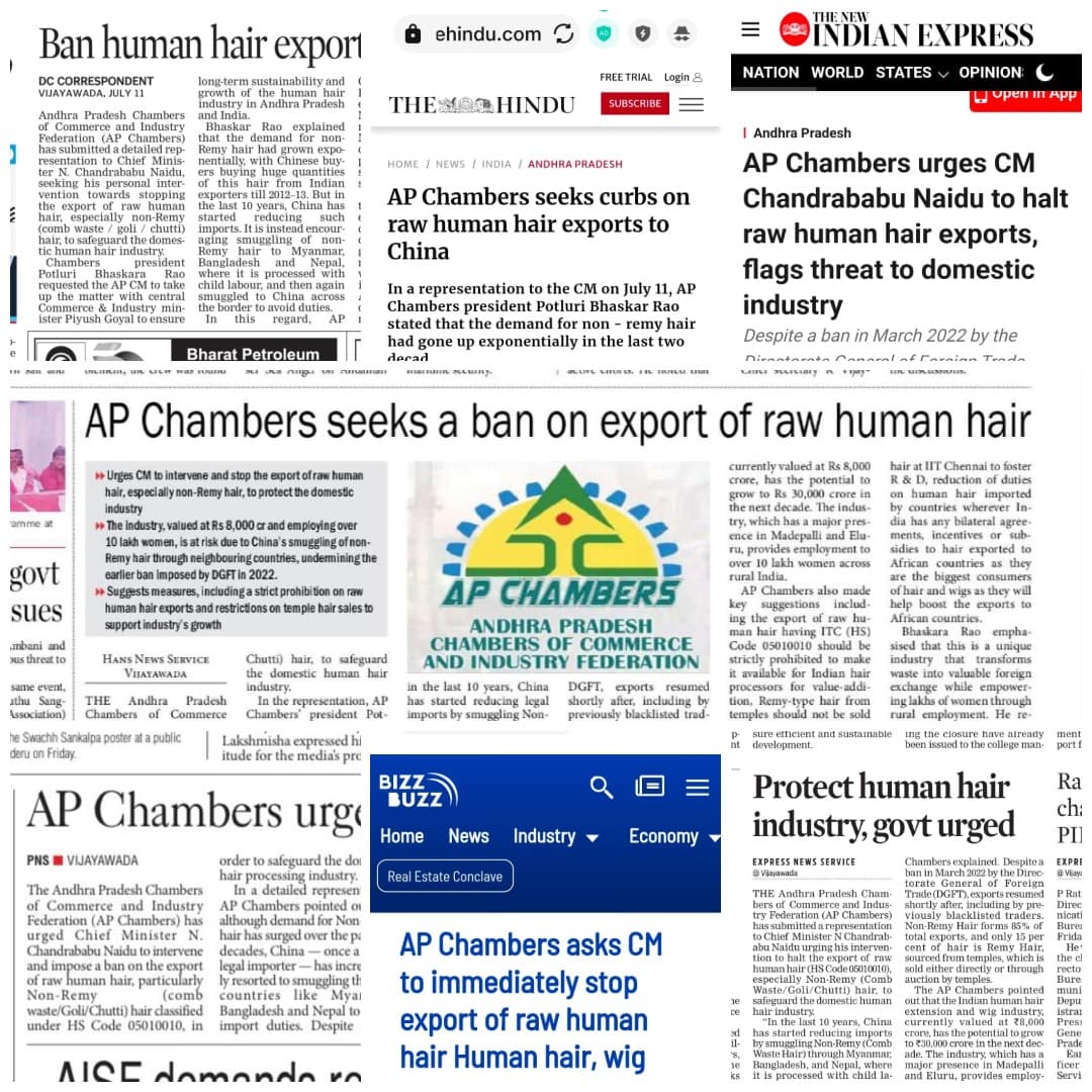 AP Chambers seeks a ban on export of raw human hair.